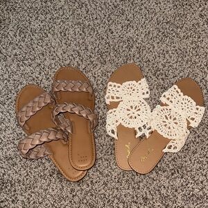 Braided and Crochet Women's Sandals - Brown and Cream
